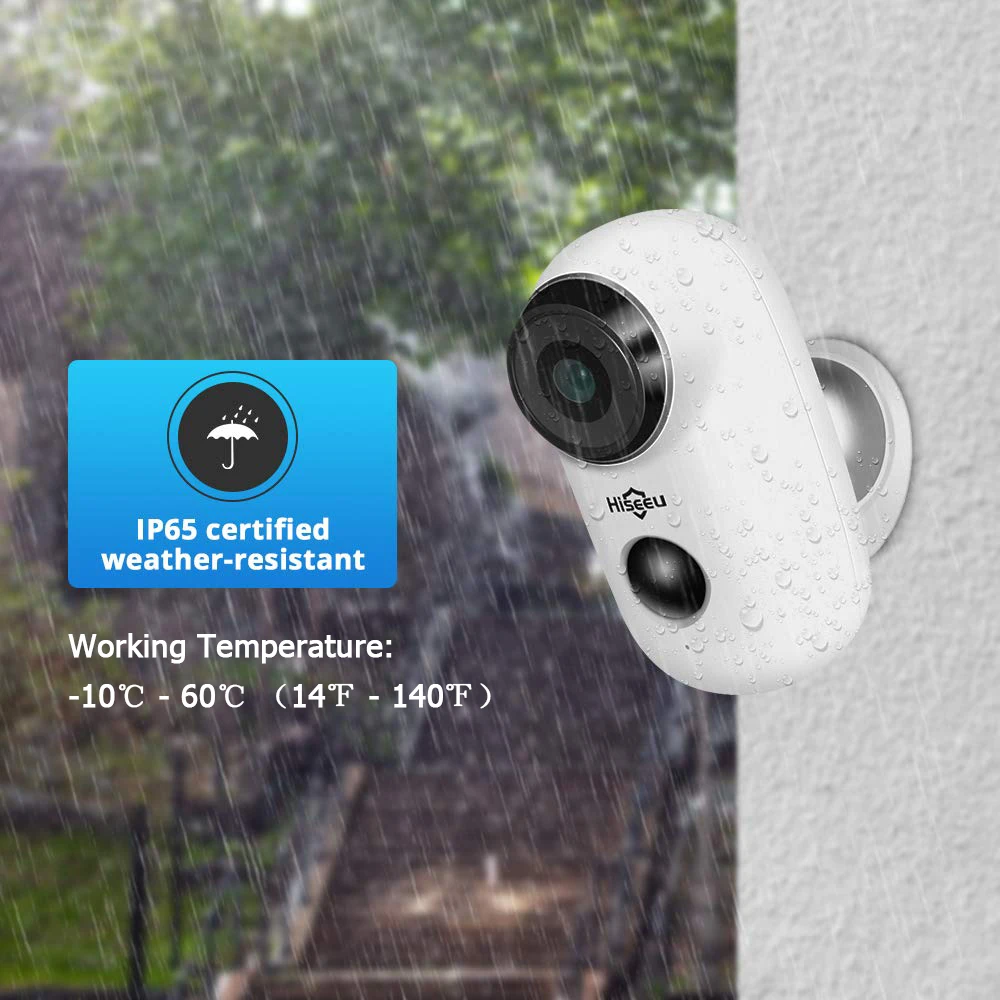 Беспроводная ip камера Hiseeu 1080P с аккумулятором Wi Fi перезаряжаемая 2 мегапиксельная