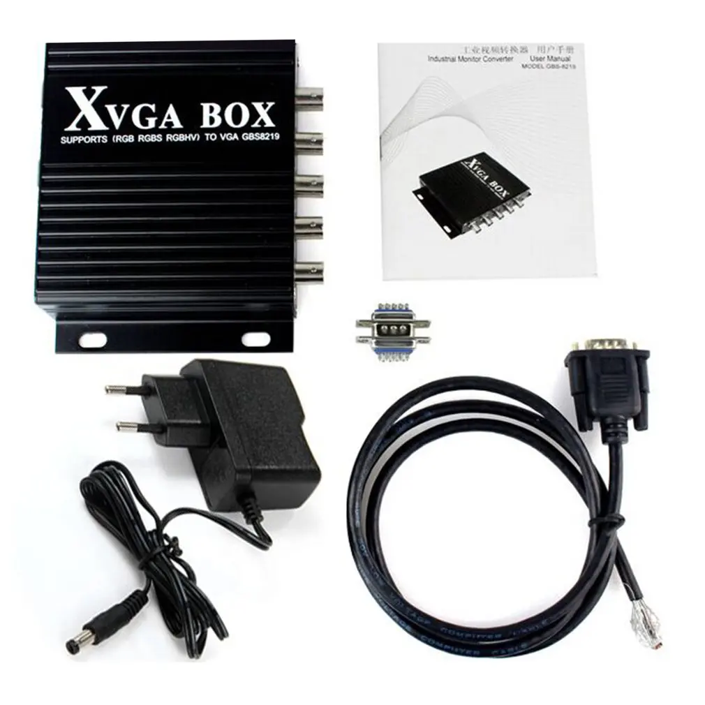

XVGA Box RGB RGBS RGBHV MDA CGA EGA в VGA промышленный монитор видеоконвертер с американской вилкой адаптер питания Черный Новый цифровой