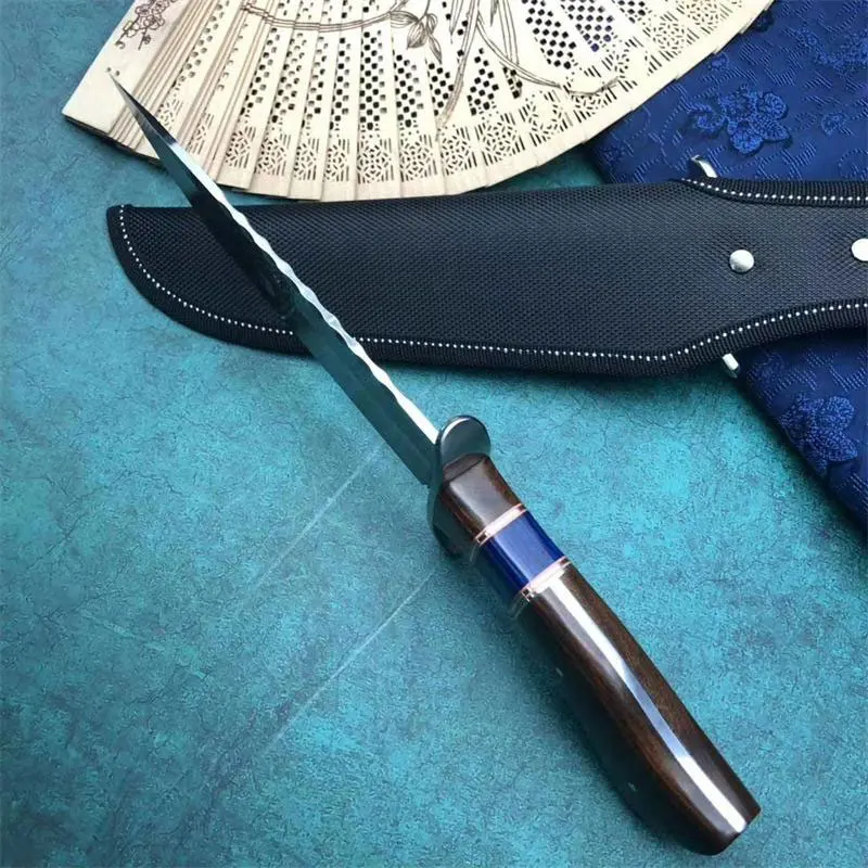 

MANCROZ Tactical Fixed Blade knife SA81 Colored wood and steel head handle Survival knives camping hunting EDC tool