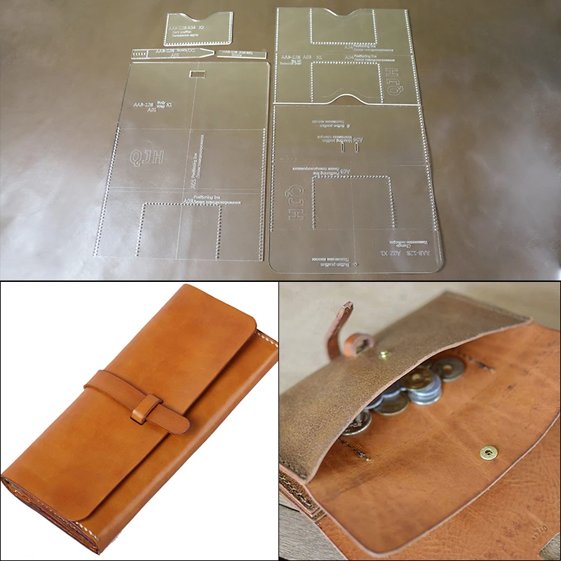 

1Set DIY Kraft Paper Template New Stylish And Convenient Long Wallet Clutch Leather Craft Pattern DIY Stencil Sewing Pattern
