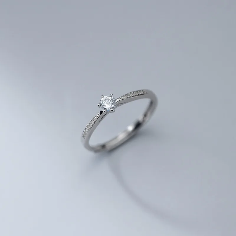 

925 Sterling Silver Romance Lover Rings Zircon Engagement Adjustable High Quality Women Jewelry Gift
