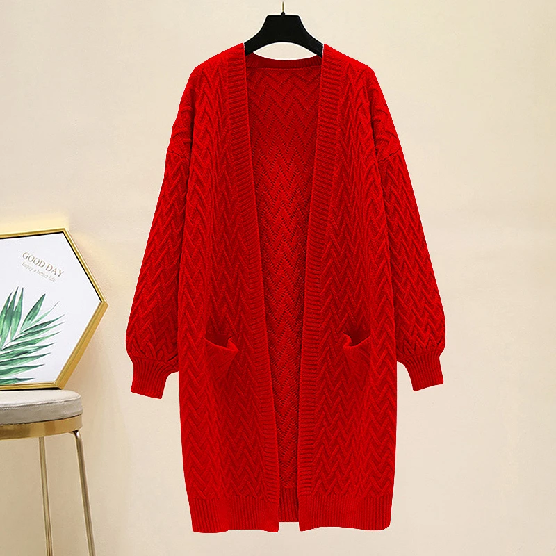 Женский вязаный кардиган TWOTWINSTYLE осенне-зимний свитер с длинным рукавом фонарик |