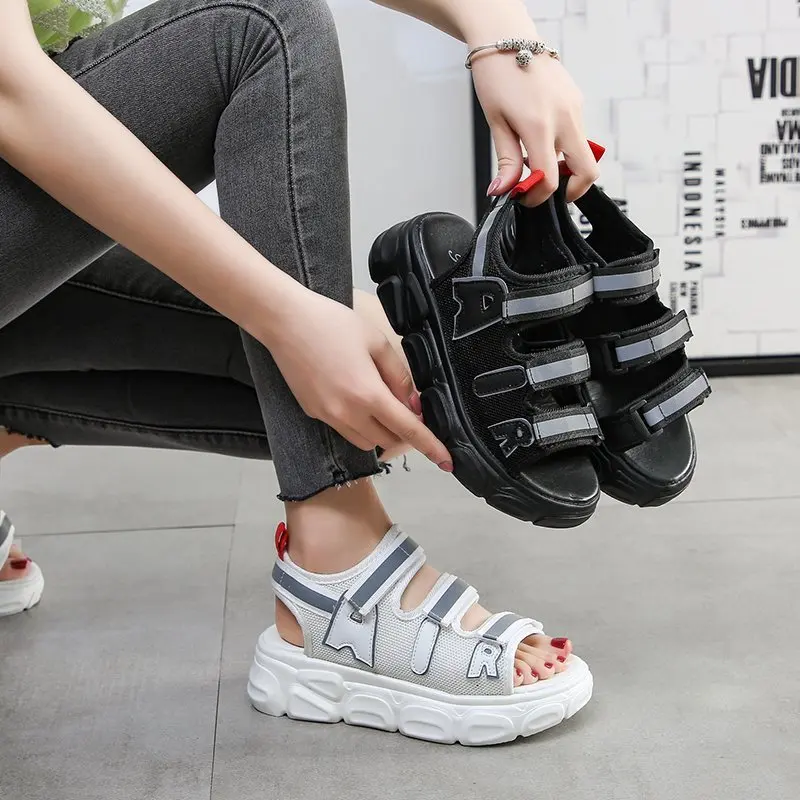 

Med Clogs With Heel 2021 Sandals Shoes Espadrilles Platform Suit Female Beige Womens Wedges All-Match Medium Thick New High Blac