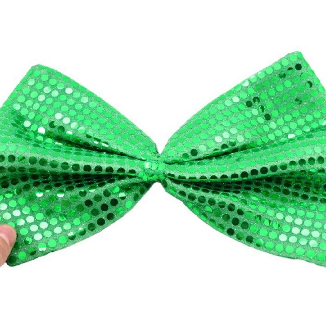 

7pc Shining Sequin Solid Color Bowtie Neck Wear Butterfly Green Knot For Boys Girls Children Men Women Necktie Christmas Party