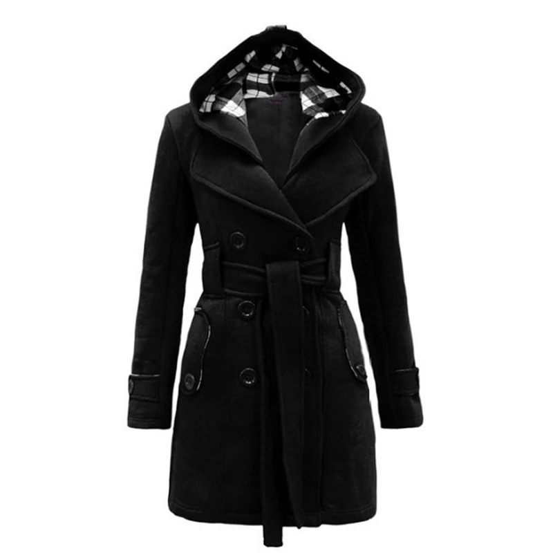 Fashion Woolen Coat Women Warm Fleece Jacket With Belts Double Breasted Solid Casual Jacket 2021 Winter Vintage Slim Ladies Coat