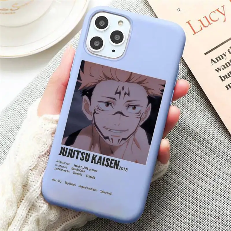

Jujutsu Kaisen Satoru Gojo anime Phone Case Candy Color for iPhone 6 7 8 11 12 s mini pro X XS XR MAX Plus