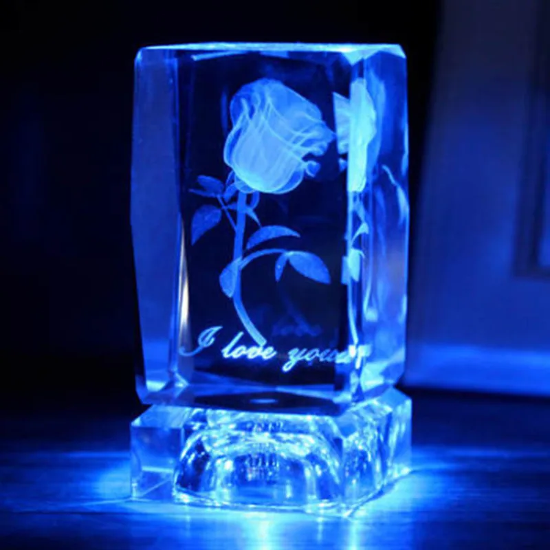3D лазерная фотография цветок розы со светодиодной основой подарок на свадьбу