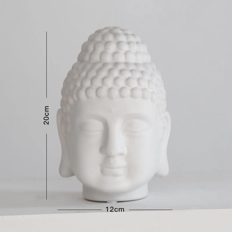 Белая матовая керамическая статуя головы Будды индийская религиозная