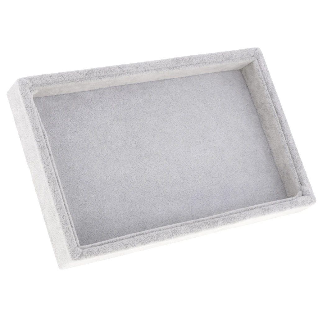 

2 Pcs Premium Velvet Stackable Jewelry Tray Showcase Display Organizer, Gray