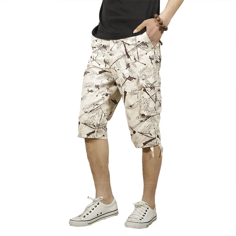 Мужские летние шорты карго повседневные хлопковые белые с карманами в стиле