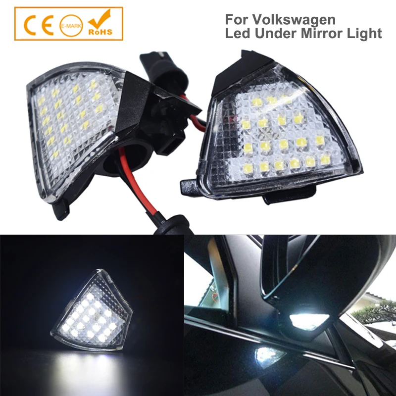 

2pcs Car LED Under Side Mirror Light Puddle Lamp For Skoda Superb For VW Passat CC Golf R32 Sharan Eos Jetta Tourn Rabbit GTI