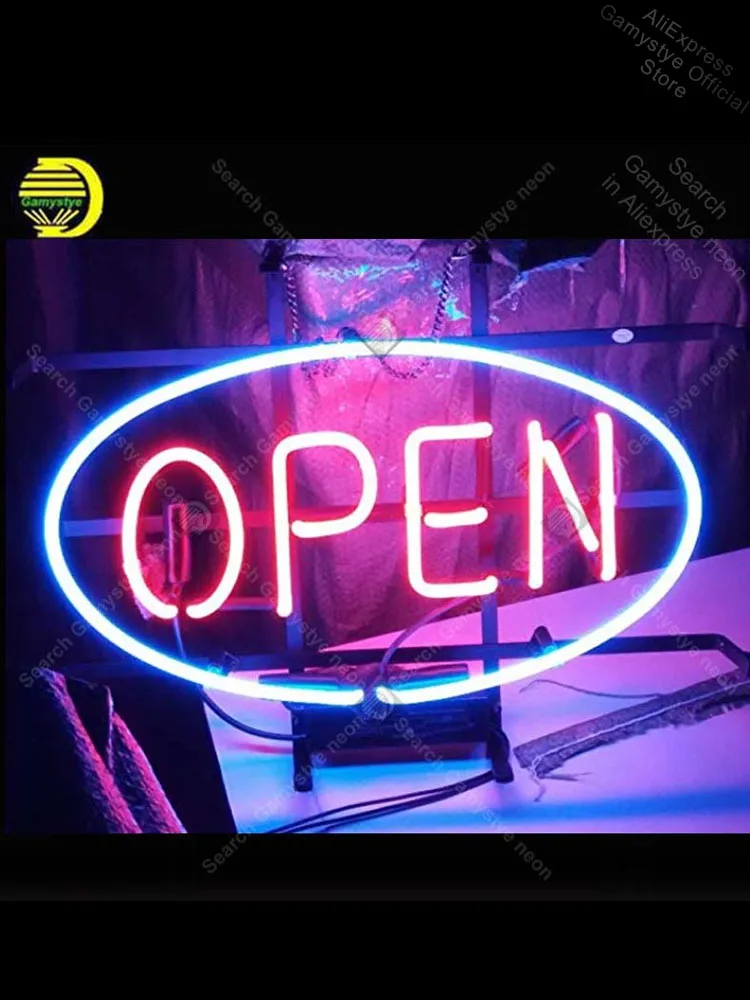 

Recreation Room OPEN Neon Sign Neon Bulbs Sign Beer Bar Pub Handcrafted Glass Crown Roya Sign Glass Display Boards Bar Pub Light
