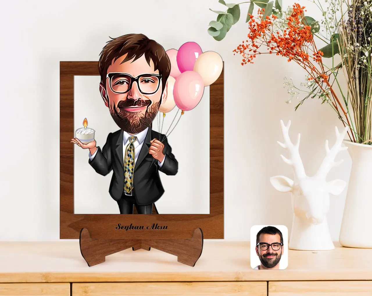 

На заказ для дня рождения для мальчиков карикатура деревянная стойка 3D Biblo-3