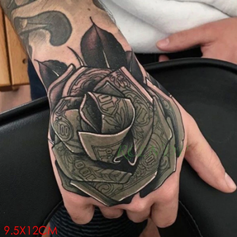 

Waterproof Temporary Tattoo Sticker Dollar Flower Fake Tatto Flash Tatoo back of hand foot tatouage Tato for Girl Women Men
