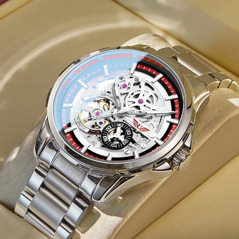 

Часы мужские с автоподзаводом UNOURS, механические, на стальном ремешке, повседневные, 2021