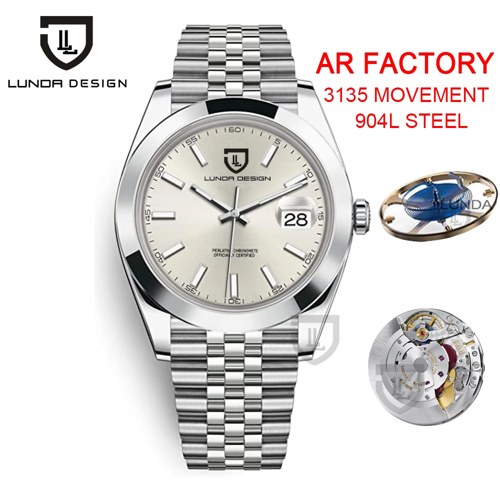 

LUNDA Design Best Edition ARF 904L Steel Date 41mm Two Tone Real Silver Dial Cal. 3135 Automatic Mens Watch Puretime