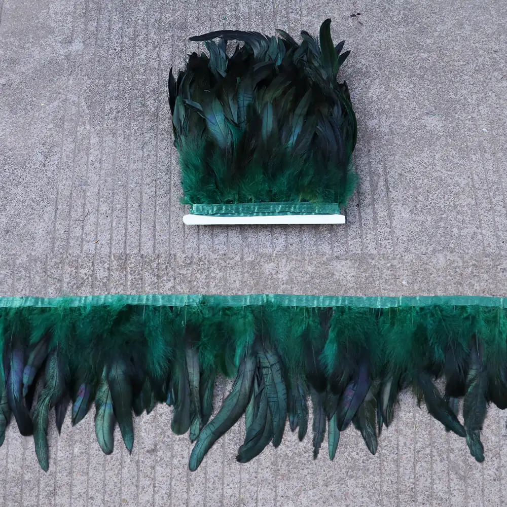 dark green 16 цветов окрашенные натуральные куриные Hackle перо бахрома отделка 5-" в ширину для платья шитье ремесла костюмы украшения - Цвет: dark green