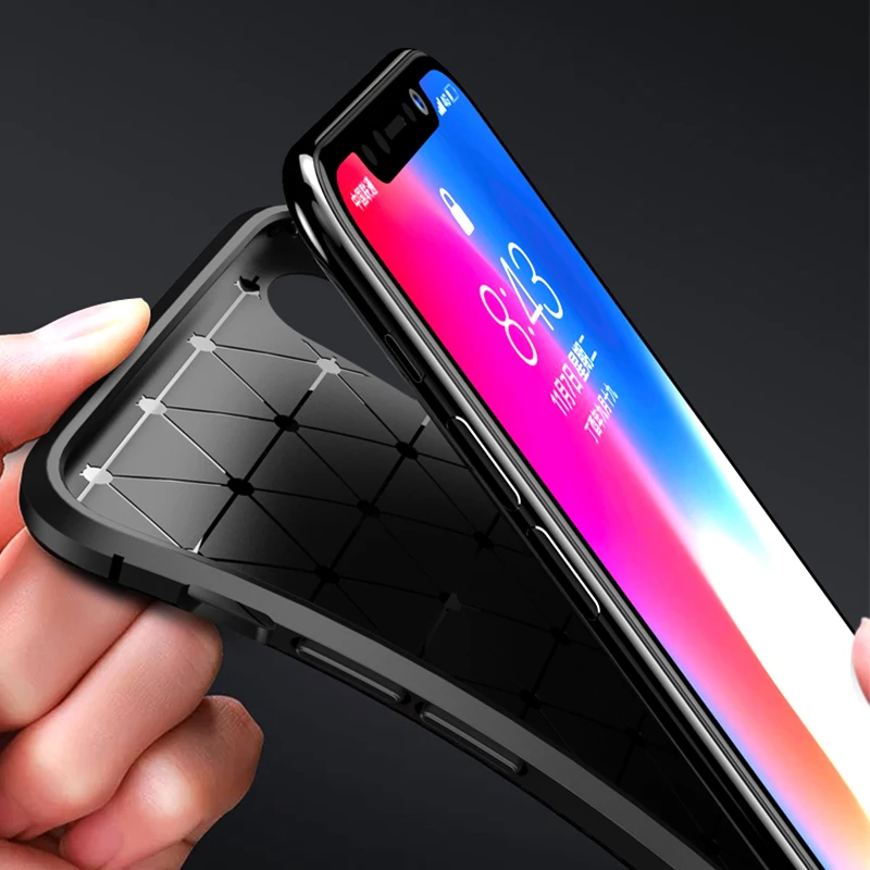 Противоударный мягкий матовый Силиконовый чехол из углеродного волокна для iPhone