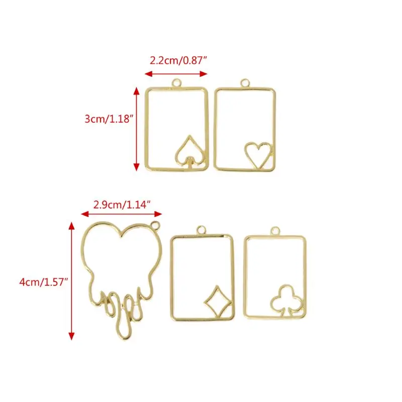 5 шт. карточка для покера плавление сердца металлическая рамка ювелирное изделие