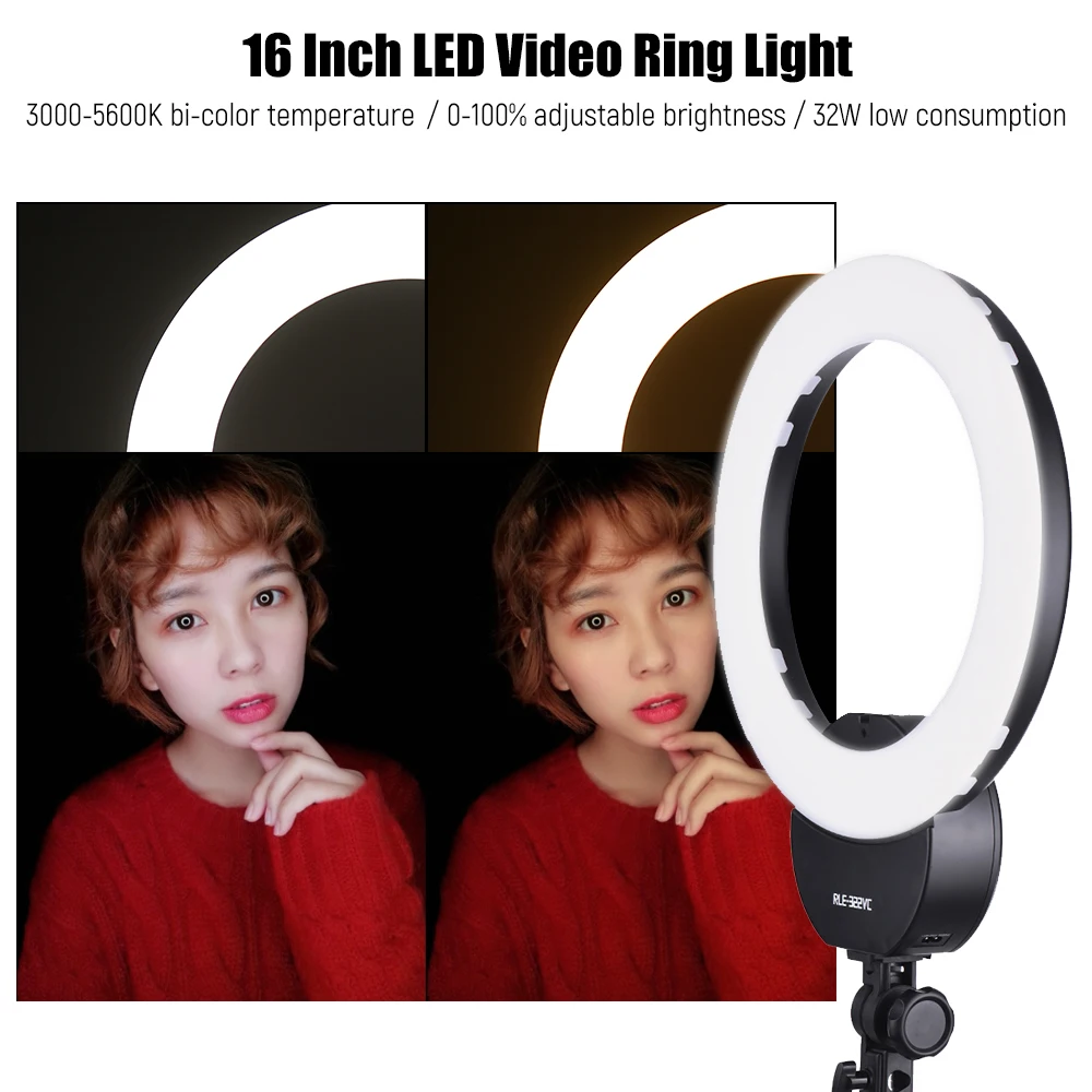 16&quot LED Video Ring Light Dimmable Fill-in Lamp 32W 3000-5600K w/White Filter Carry Bag+Light Stand+Phone Holder | Электроника