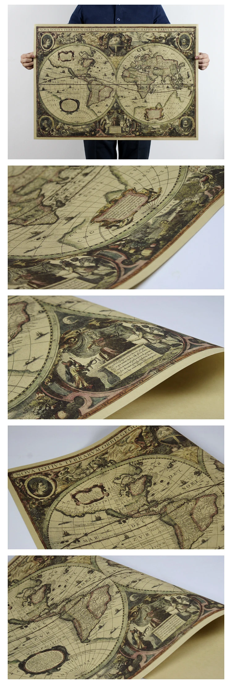 

New 1641 ancient nautical charts vintage kraft paper poster wall stickers room decoration home decal global maps mural art