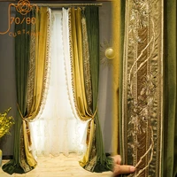 light luxury french dark green embroidery lace stitching thickening blackout curtains living room bedroom custom finished