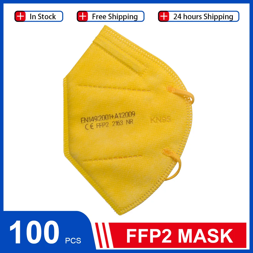 

FFP2 KN95 Face Mask Breathable 95% Filtration PM2.5 Anti-Fog 5-Layers Adaptable Mouth Mask Anti-Fog Strong Personal Protective