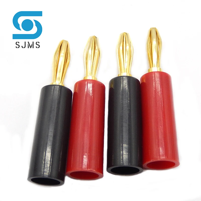 

2pcs High Quality 4 mm Welding-free Audio Speaker Screw Banana Plug Gold Plate Plugs Connectors Lock screw Black Red