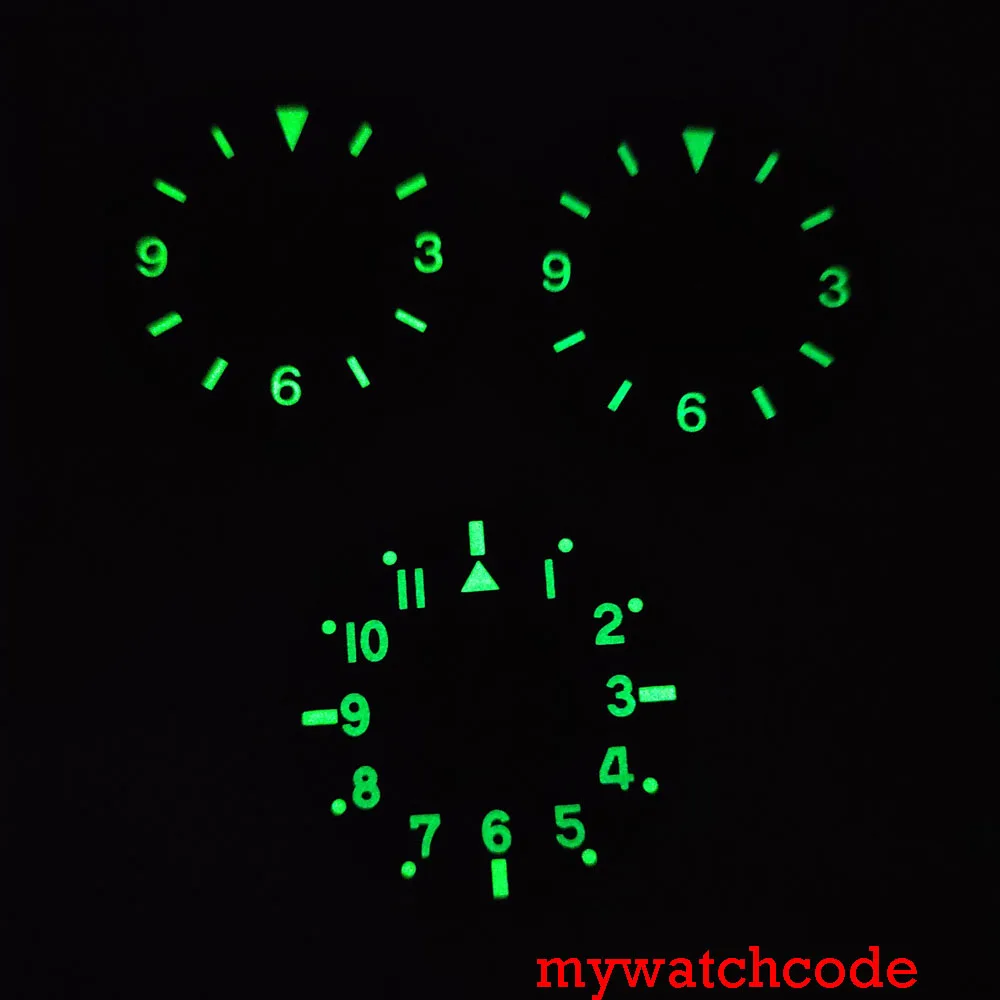 29 мм стерильные черные часы циферблат лицо зеленый светящийся Fit NH35 NH36 MIYOTA 8215 821A