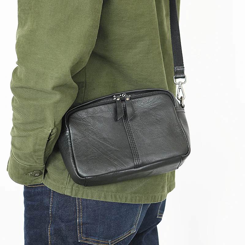 LANSPACE мужская кожаная сумка через плечо из натуральной кожи Маленькая