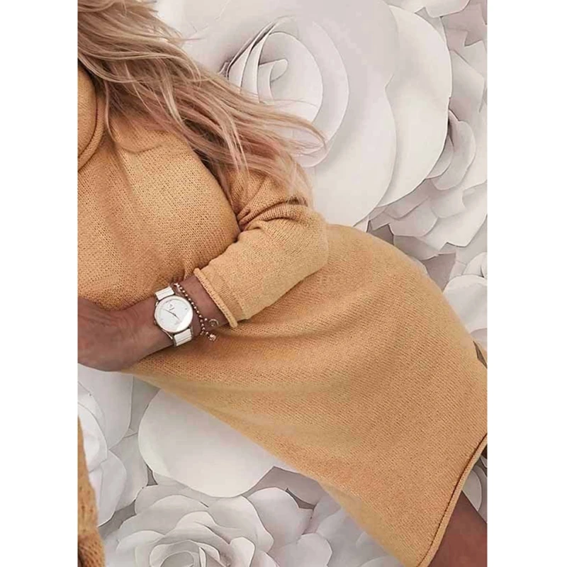 Женский трикотажный свитер 2020 осень и зима джемпер водолазка мини платье женская