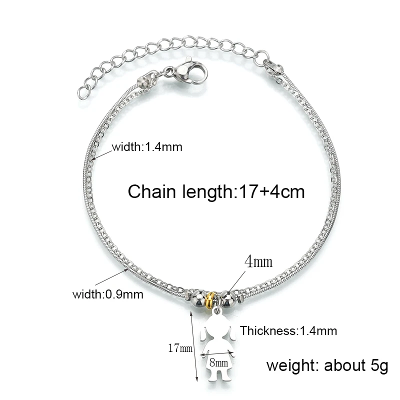 Двухслойный подвесной браслет Goxijite для девочек из нержавеющей стали