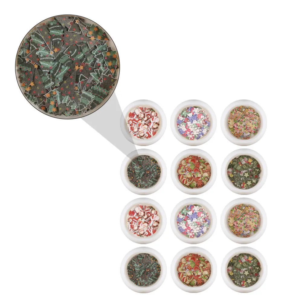 

12 Boxes Christmas Xmas Nail Art Slice Nail Flakes Decals Sticker Decorations
