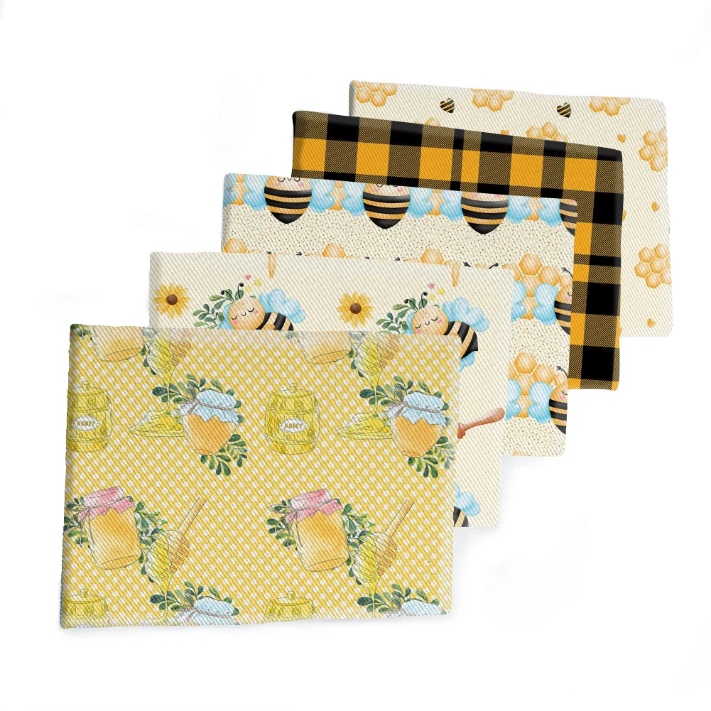 Саржевая ткань из полиэстера и хлопка с мультяшным принтом животных пчелы