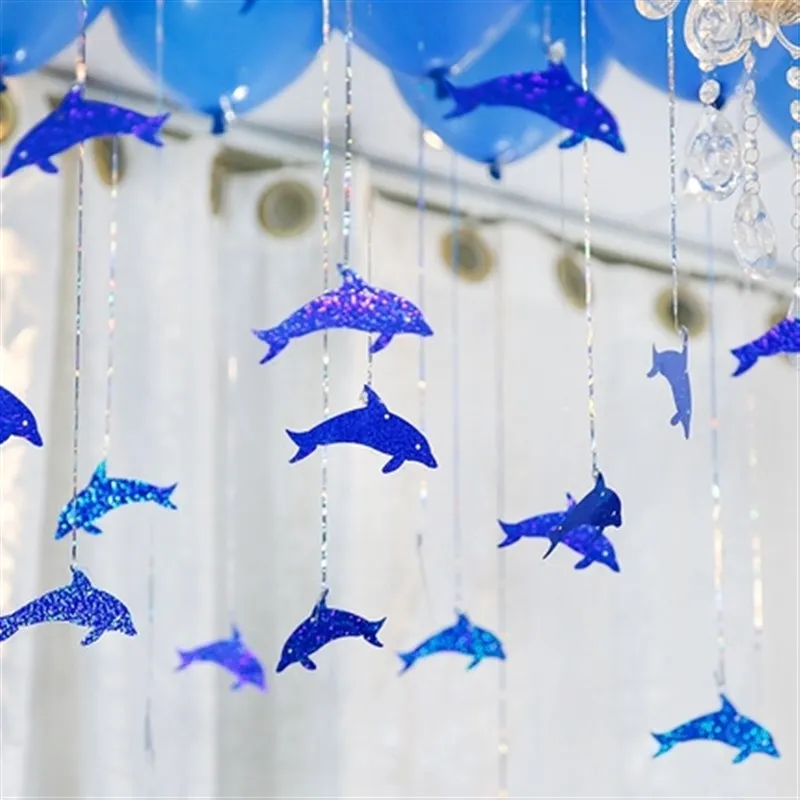 Голубой дельфин лазерный подвесной воздушный шар с блестками романтическое