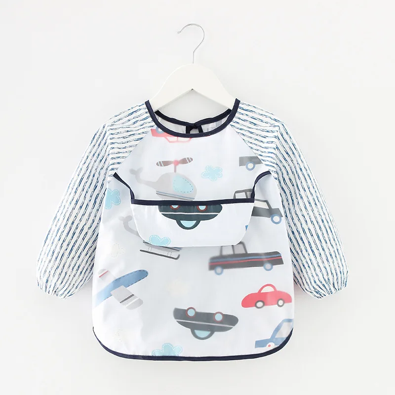 

Baby Bandana Bibs Cute Colorful Cartoon Bibs Waterproof Infant Eating Children Drawing Long Sleeve Apron Baby Self Feeding Bib