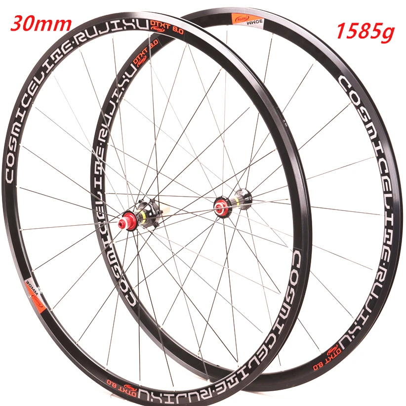 black hub RUJIXU дорожный велосипед 700C V тормоза из сверхлегкого алюминиевого сплава спереди 2 сзади 4 подшипника отражающее кольцо колеса группа рама высота 30 мм - Цвет: black hub