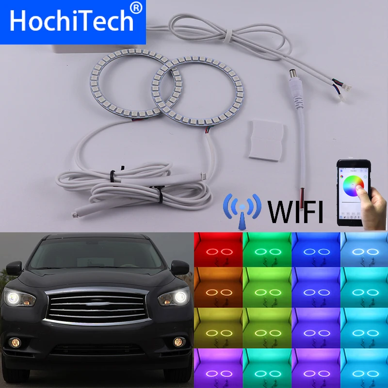 

Беспроводной RGB многоцветный светодиодный ангельский глаз с Wi-Fi, кольцесветильник дневной свет DRL для Infiniti JX35 2011 2013