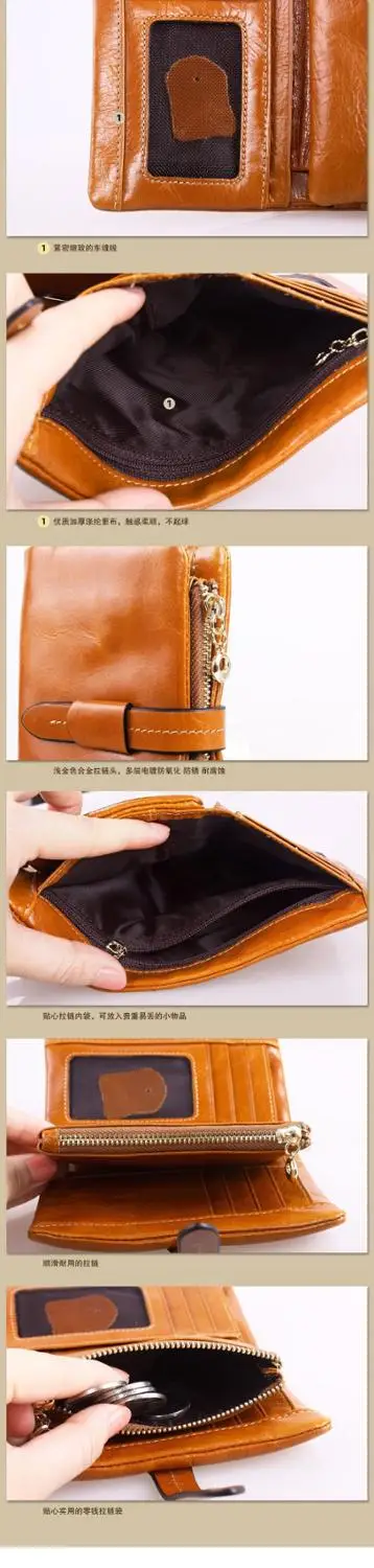 Женский кошелек из воловьей кожи с тремя сложениями короткий кожаный бумажник