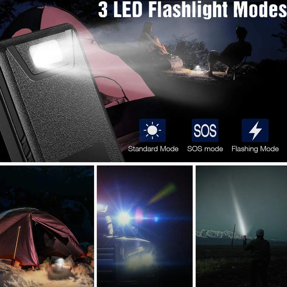 Günstig Solar Ladegerät 20000mAh Power Bank 4 High-Effizienz Faltbare Panels Und LED Taschenlampe Wandern Camping Für Telefon Und Pad