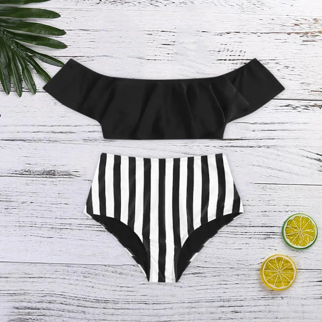 

Bikini Push up 2020 Sexy Women Swimsuit Striped Patchwork Plus Size Swimwear Female Bandage Biquini Bathing suit Women