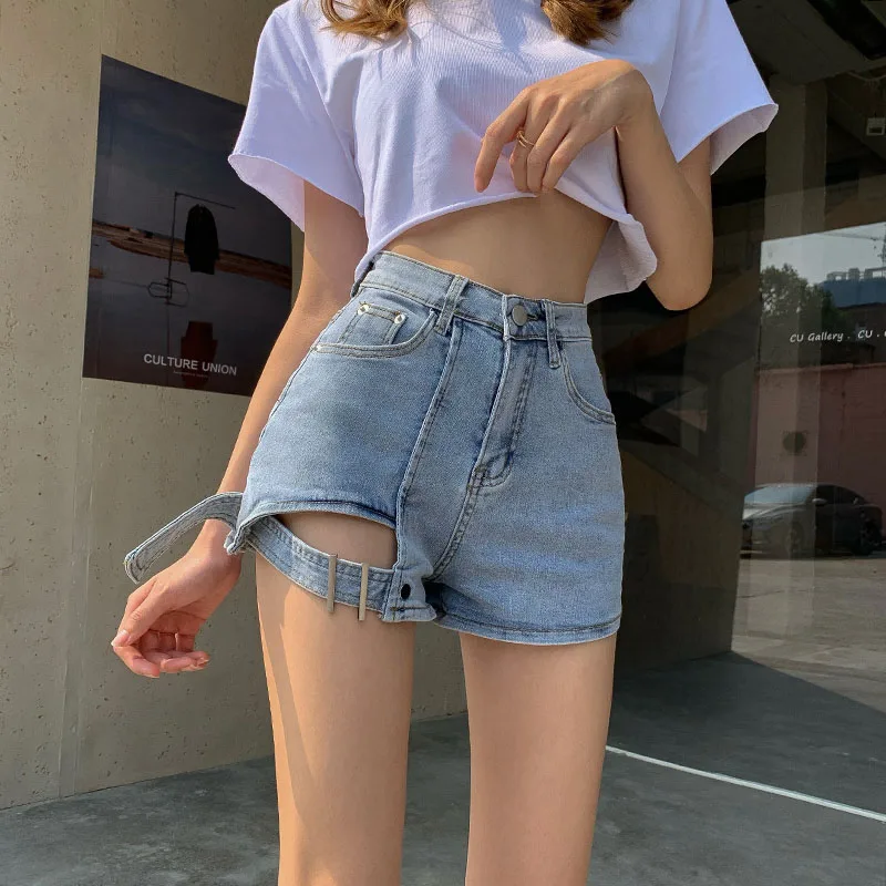

Shorts Women Summer Denim Solid High Waisted Casual All-Match Ladies Streetwear Ulzzang Buttons Washed Chic Simple Short Jeans