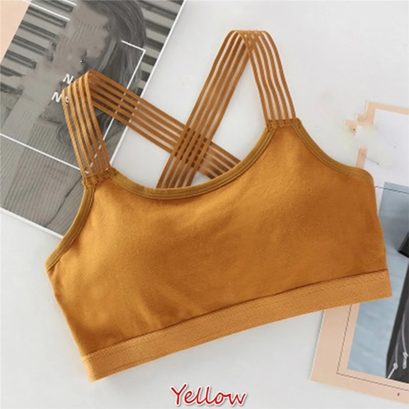 

Women Wireless Fitness Seamless Underwear Beauty Back Push Up Bras Cross Strap Back Femme Bra With Padded