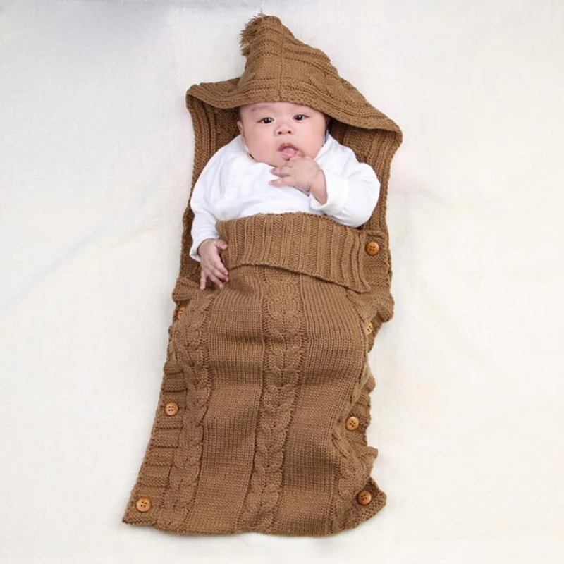 

Spring Autumn Winter Newborn Baby Boy Girl Cute Knit Sleeping Bag Clothes Infant Baby Pure Color Hold Blanket