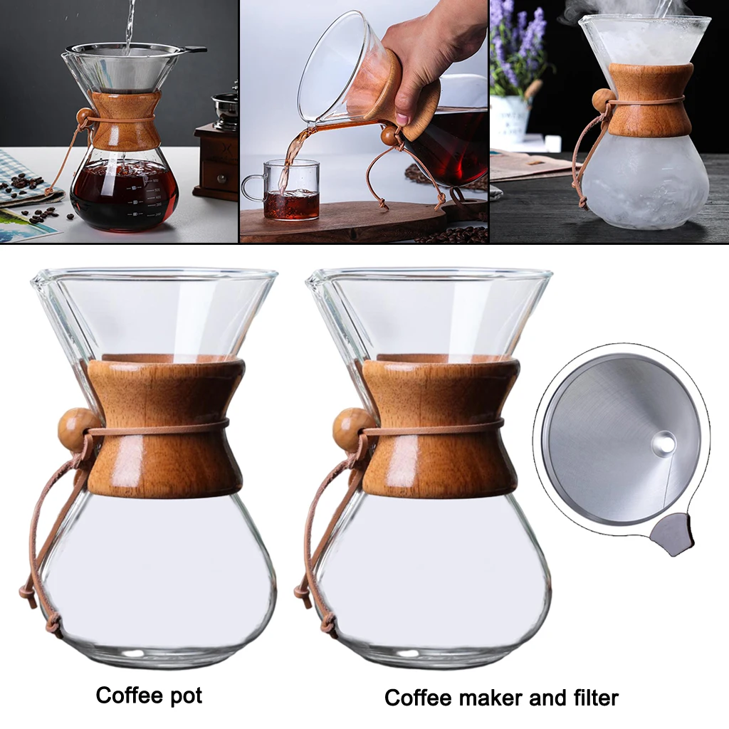 

27 ounce Pour Over Coffee Maker Clear Glass Hand Dripper Heat Resistant