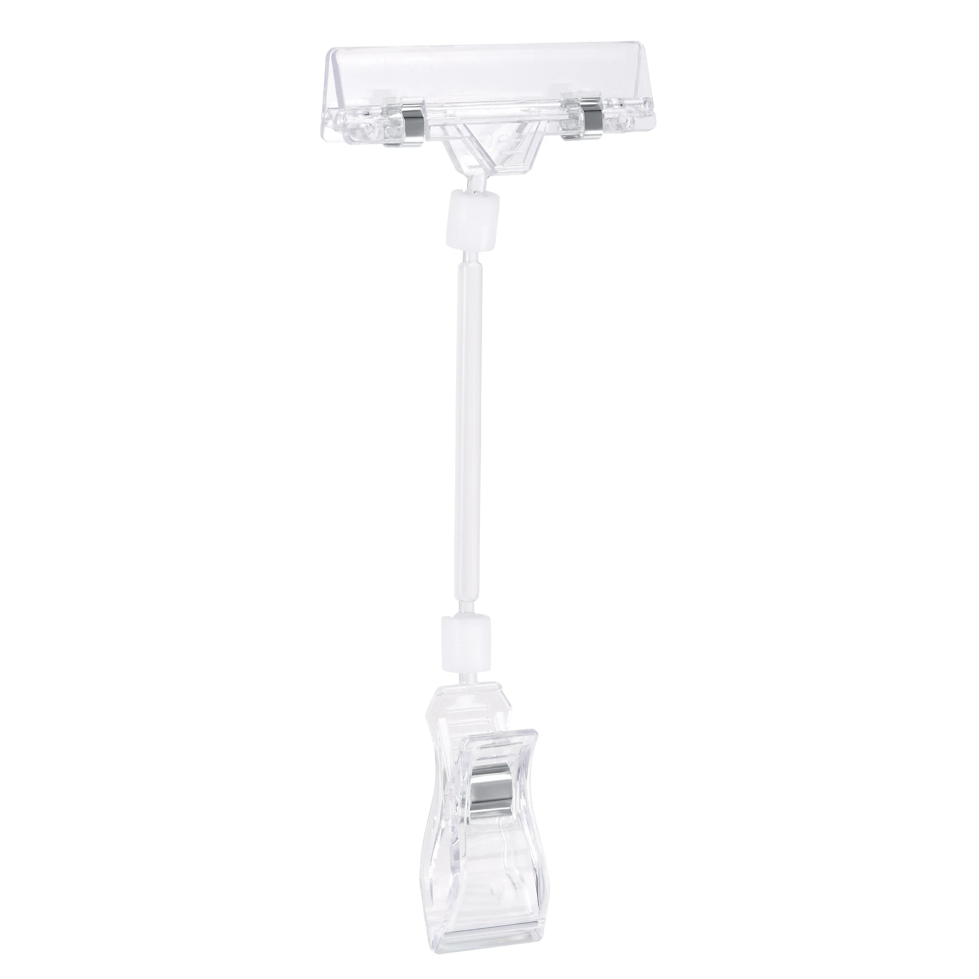 

Uxcell Adjustable Rotating Sign Clip 210mm Length Fit Max 8mm Thickness Tag for Shelf Display, Clear, Pack of 10