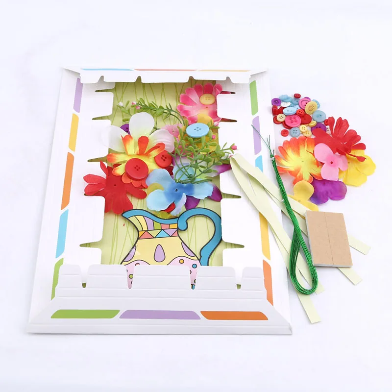 

Children Kid DIY Handmade Buttons Flower Button Bouquet Kindergarten Manual Course Class Button Flower Handicrafts Toys