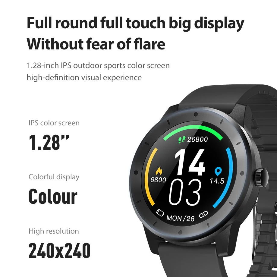Мужские Смарт часы спортивные и фитнес трекер Поддержка Android IOS Телефон 1 28 &quotIPS