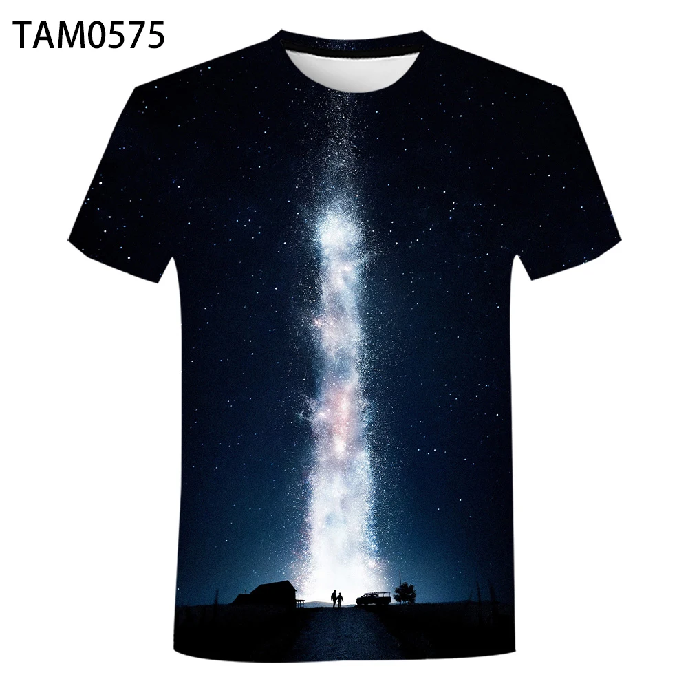 

Interstellar 2021 Summer Popular 3D Printing Couple Simple T-shirt and America, Children's Personality Versatile Top in Europe