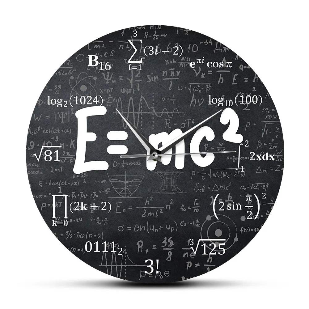 

E=mc2 Math Formula Geek Wall Clock Theory of Relativity Silent Wall Watch Scientist Physics Teacher Gift School Classroom Decor